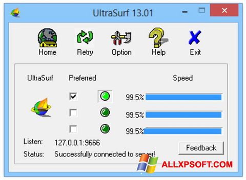 स्क्रीनशॉट UltraSurf Windows XP