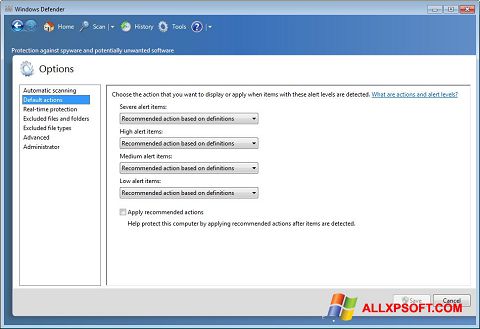 स्क्रीनशॉट Windows Defender Windows XP