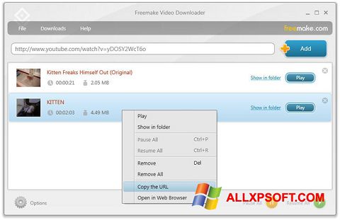 स्क्रीनशॉट Freemake Video Downloader Windows XP