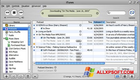 स्क्रीनशॉट iTunes Windows XP