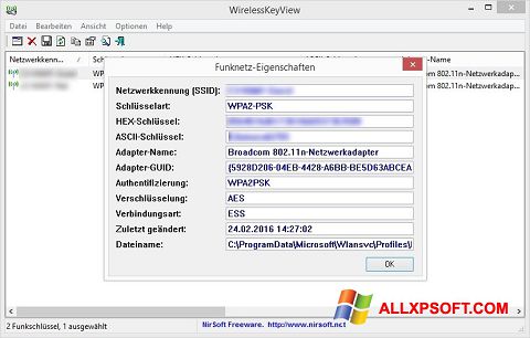 स्क्रीनशॉट WirelessKeyView Windows XP