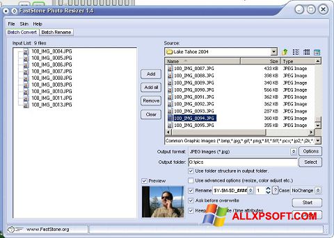 स्क्रीनशॉट FastStone Photo Resizer Windows XP