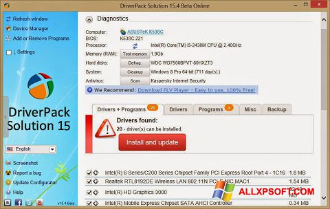 स्क्रीनशॉट DriverPack Solution Online Windows XP