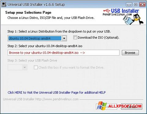 स्क्रीनशॉट Universal USB Installer Windows XP