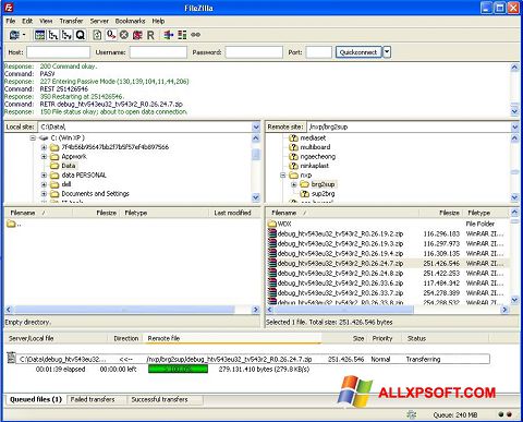 स्क्रीनशॉट FileZilla Server Windows XP