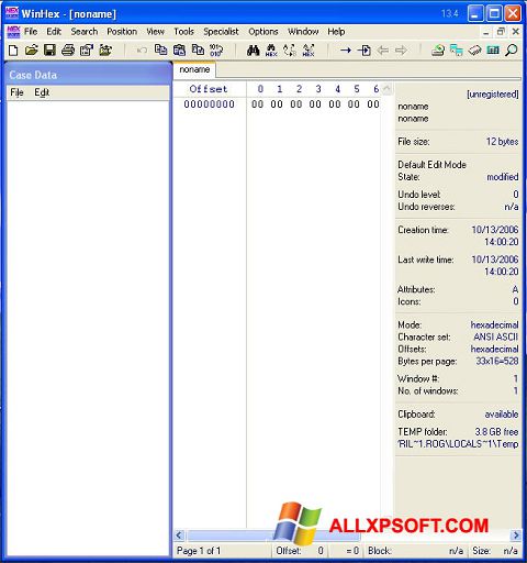 स्क्रीनशॉट WinHex Windows XP