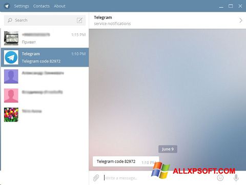 स्क्रीनशॉट Telegram Desktop Windows XP