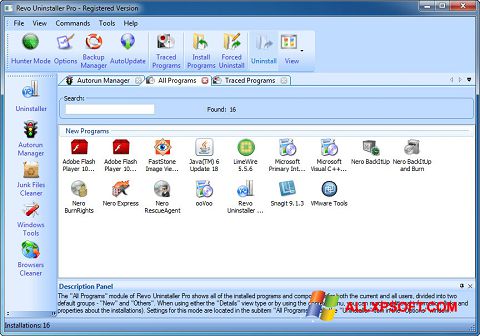 स्क्रीनशॉट Revo Uninstaller Pro Windows XP